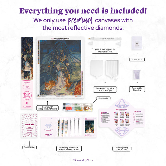 Diamond Painting Counting Stars 22" x 29" (55.6cm x 73.7cm) / Round with 48 Colors including 1 AB and 3 Fairy Dust Diamonds / 54,136