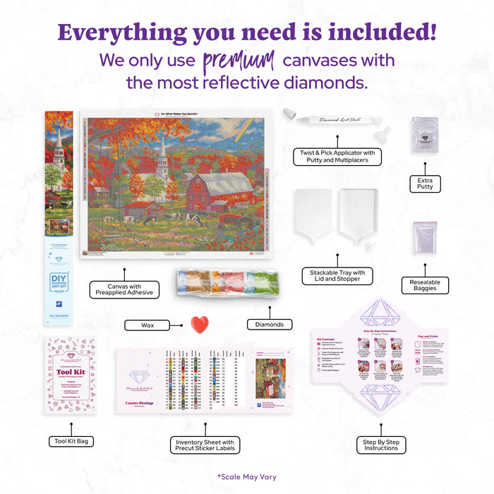 Diamond Painting Country Blessings 36.6" x 27.6" (93cm x 70cm) / Square With 66 Colors Including 3 ABs / 104,813