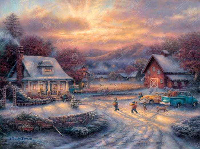 Diamond Painting Country Holidays 34.3" x 25.6" (86.9cm x 65cm) / Square With 55 Colors Including 1 AB and 3 Fairy Dust Diamonds / 91,089