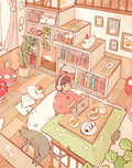 Diamond Painting Cozy Kotatsu 25.6" x 32.7" (65cm x 82.9cm) / Square With 50 Colors Including 2 ABs and 2 Fairy Dust Diamonds / 86,913