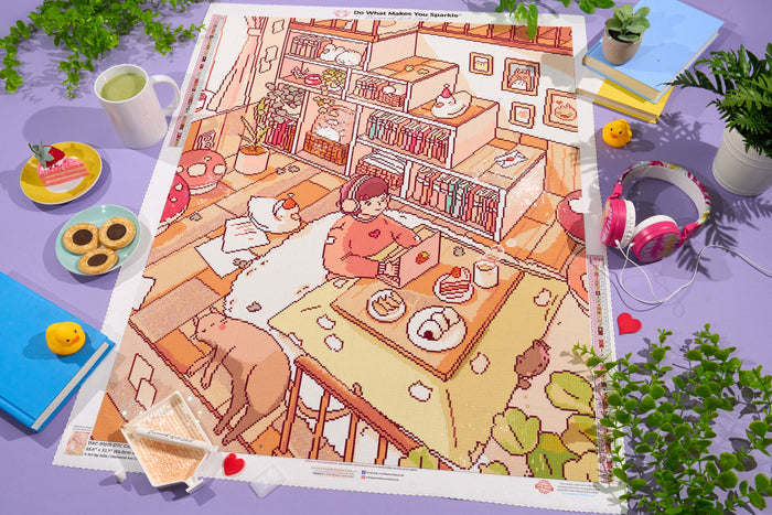 Diamond Painting Cozy Kotatsu 25.6" x 32.7" (65cm x 82.9cm) / Square With 50 Colors Including 2 ABs and 2 Fairy Dust Diamonds / 86,913