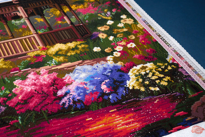 Diamond Painting Creekside Gazebo 31.9" x 25.6" (80.9cm x 65cm) / Square with 75 Colors including 3 ABs and 4 Fairy Dust Diamonds / 84,825