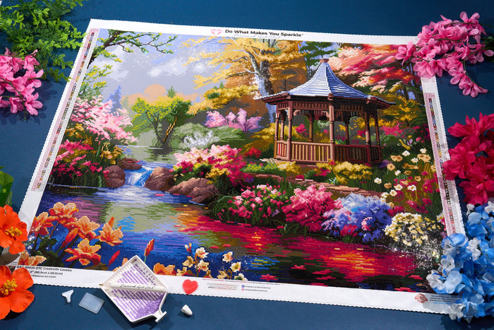 Diamond Painting Creekside Gazebo 31.9" x 25.6" (80.9cm x 65cm) / Square with 75 Colors including 3 ABs and 4 Fairy Dust Diamonds / 84,825