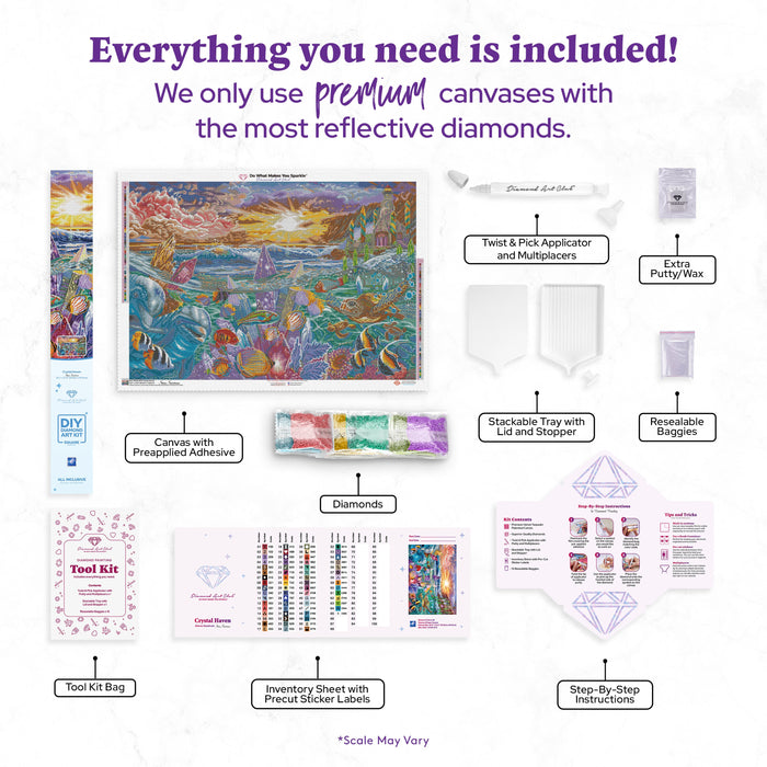 Diamond Painting Crystal Haven 40.2" x 27.6" (101.8cm x 69.9cm) / Square with 65 Colors including 3 ABs and 1 Iridescent Diamond and 4 Fairy Dust Diamonds / 114,929