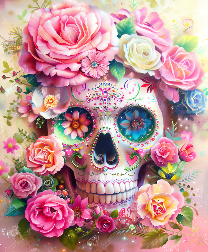 Diamond Painting Crystal Skull 25.6" x 31.1" (65cm x 78.9cm) / Square with 94 Colors including 3 ABs and 2 Fairy Dust Diamonds / 82,737