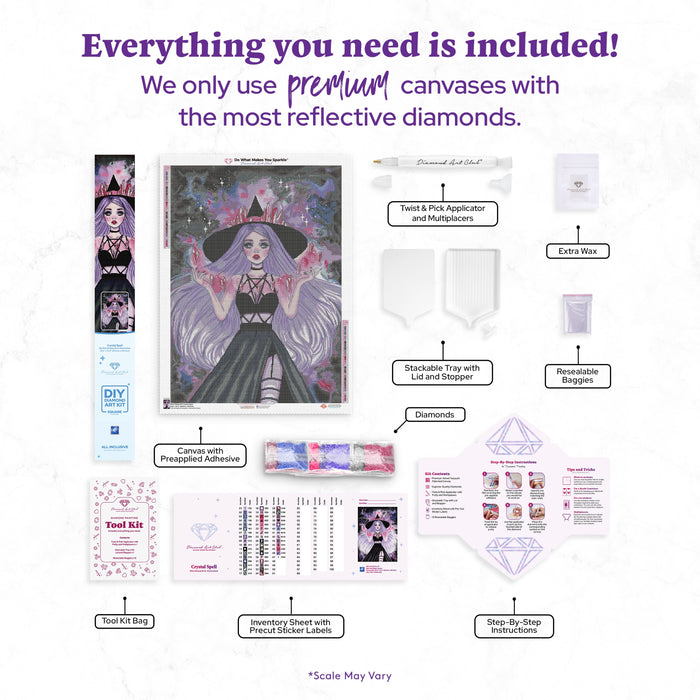 Diamond Painting Crystal Spell 25.6" x 35.4" (65cm x 89.9cm) / Square with 47 Colors including 1 AB and 1 Iridescent Diamond and 2 Fairy Dust Diamonds / 94,221