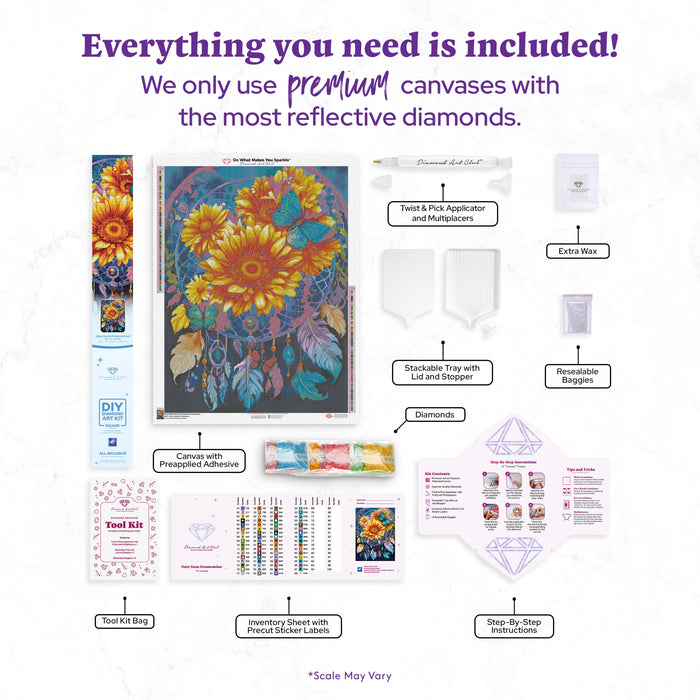 Diamond Painting Daisy Gems Dreamcatcher 25.6" x 34.3" (65cm x 86.9cm) / Square With 68 Colors Including 2 ABs and 3 Fairy Dust Diamonds / 91,089