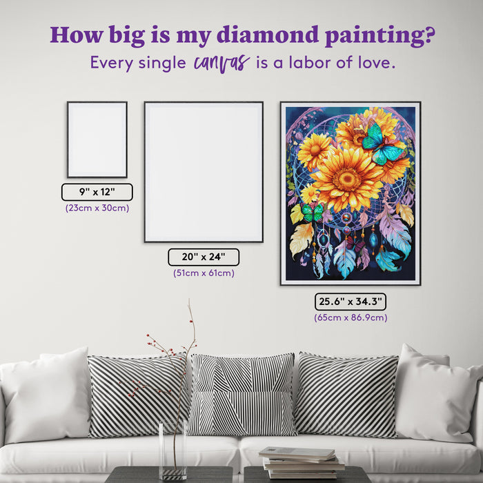 Diamond Painting Daisy Gems Dreamcatcher 25.6" x 34.3" (65cm x 86.9cm) / Square With 68 Colors Including 2 ABs and 3 Fairy Dust Diamonds / 91,089