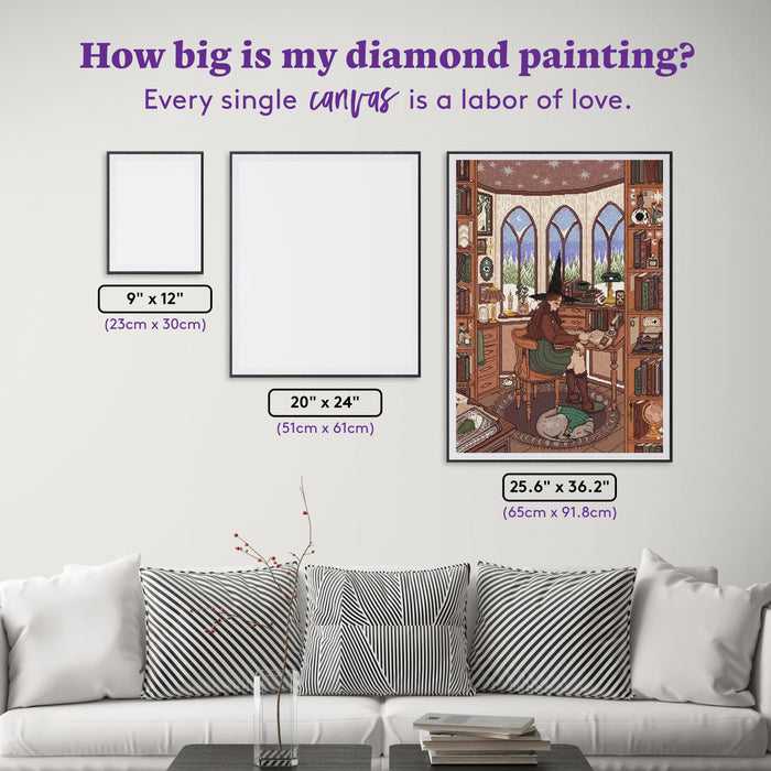 Diamond Painting Dark Academia Desk, Wika And Lumi 25.6" x 36.2" (65cm x 91.8cm) / Square with 38 Colors including 1 AB and 1 Electro Diamond and 3 Fairy Dust Diamonds / 96,309
