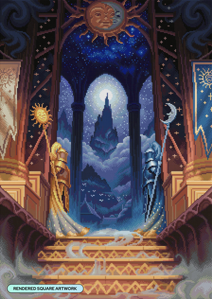Diamond Painting Day and Night 22" x 31" (56cm x 79cm) / Square with 62 Colors including 2 ABs and 3 Fairy Dust Diamonds / 70,784