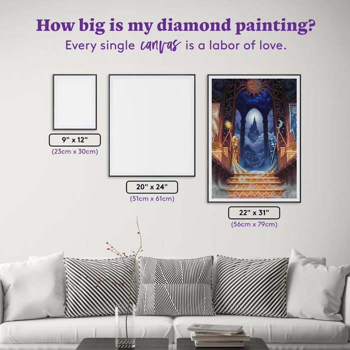Diamond Painting Day and Night 22" x 31" (56cm x 79cm) / Square with 62 Colors including 2 ABs and 3 Fairy Dust Diamonds / 70,784