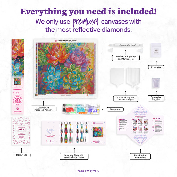 Diamond Painting Desert Jewels 24" x 22" (60.8cm x 55.6cm) / Round with 92 Colors including 3 ABs and 3 Fairy Dust Diamonds / 44,642