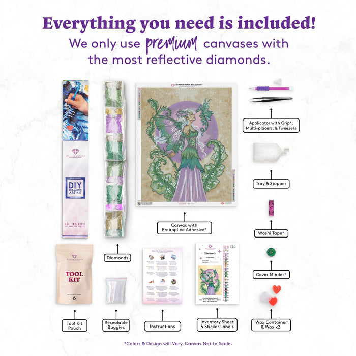 Diamond Painting Discovery 25.6" x 32.3" (65cm x 82cm) / Square with 34 Colors including 2 ABs and 2 Fairy Dust Diamonds / 85,869