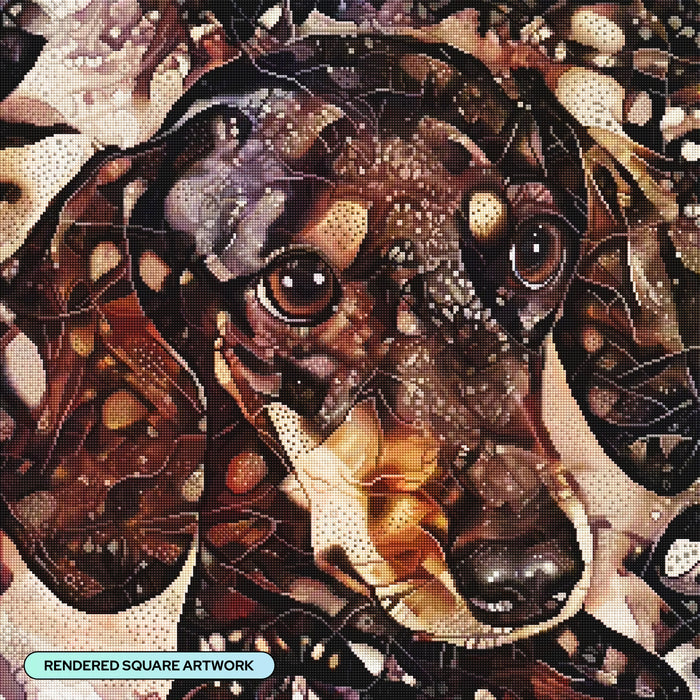 Diamond Painting Dolly the Dachshund 25.6" x 25.6" (65cm x 65cm) / Square with 78 Colors including 2 ABs and 4 Fairy Dust Diamonds / 68,121