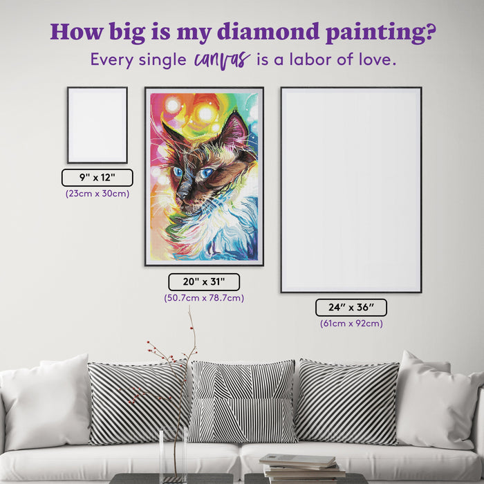Diamond Painting Domestic Cat 20" x 31" (50.7cm x 78.7cm) / Round with 66 Colors including 5 ABs and 1 Fairy Dust Diamonds / 50,861