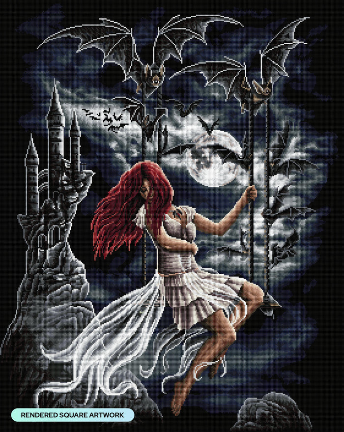 Diamond Painting Dracula's Bride 27.6" x 34.7" (70cm x 88cm) / Square with 41 Colors including 3 AB and 1 Fairy Dust Diamonds / 99,193