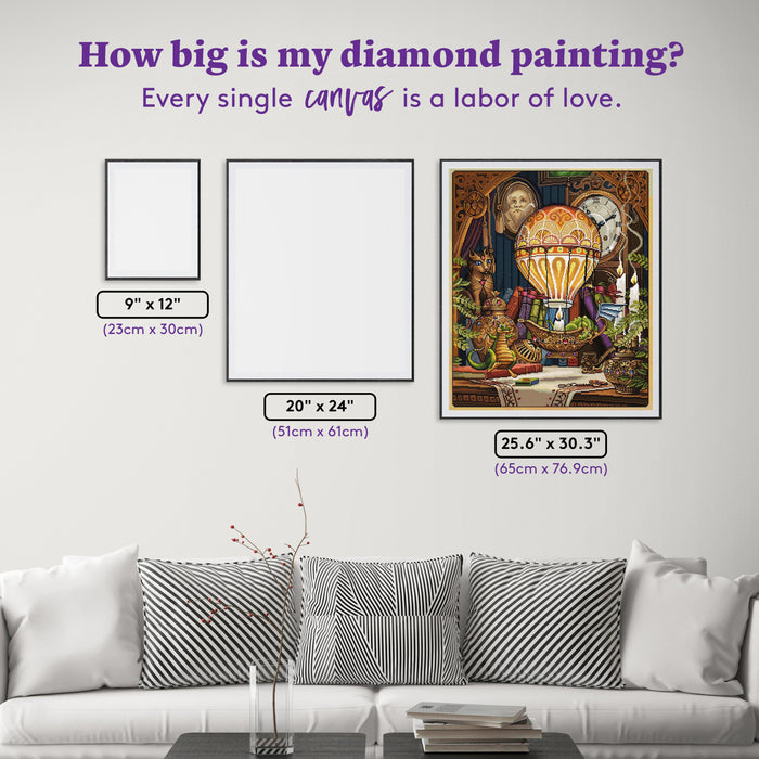 Diamond Painting Dragons Away! 25.6" x 30.3" (65cm x 76.9cm) / Square with 90 Colors including 2 ABs and 2 Iridescent Diamonds and 4 Fairy Dust Diamonds / 80,649