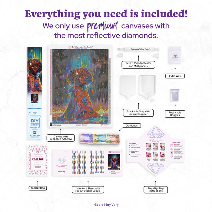 Diamond Painting Dream Big 22" x 29" (55.8cm x 73.7cm) / Square with 100 Colors including 3 ABs and 1 Frosted Diamond and 6 Fairy Dust Diamonds / 66,304