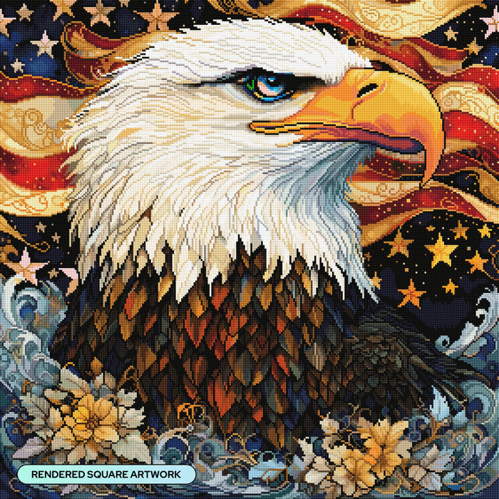 Diamond Painting Eagle Wisdom 27.6" x 27.6" (69.9cm x 69.9cm) / Square With 87 Colors Including 2 ABs and 4 Fairy Dust Diamonds / 78,961