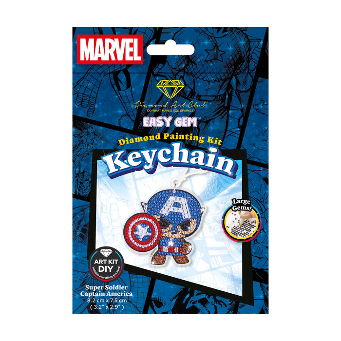 Diamond Painting Keychain - Super Soldier Captain America 3.2" x 2.9" (8.2cm x 7.5cm) / Round With 9 Colors including 9 Iridescent Diamonds / 708