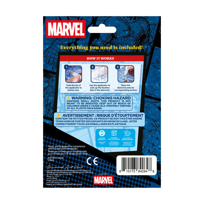 Diamond Painting Keychain - Web-Slinger Spider-Man 2.8" x 2.9" (7.3cm x 7.5cm) / Round With 7 Colors including 7 Iridescent Diamonds / 538