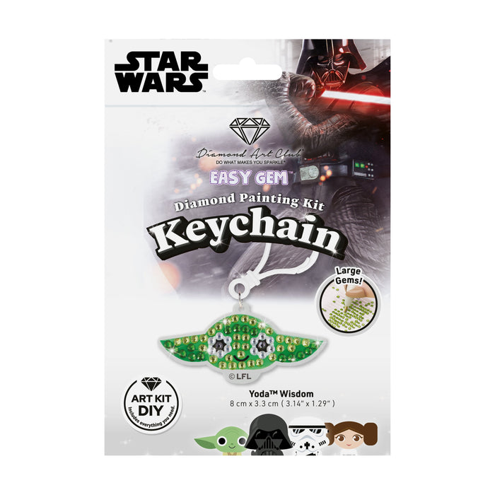 Diamond Painting Keychain - Yoda Wisdom 3.14" x 1.29" (8cm x 3.3cm) / Round With 4 Colors including 4 Iridescent Diamonds / 122