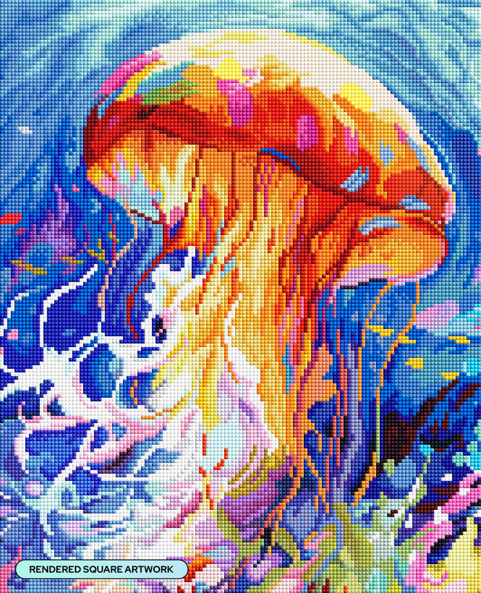 Diamond Painting Echoes of the Deep 13" x 16.1" (33.1cm x 40.8cm) / Square with 62 Colors including 3 ABs and 1 Frosted Diamond and 4 Fairy Dust Diamonds / 21,812