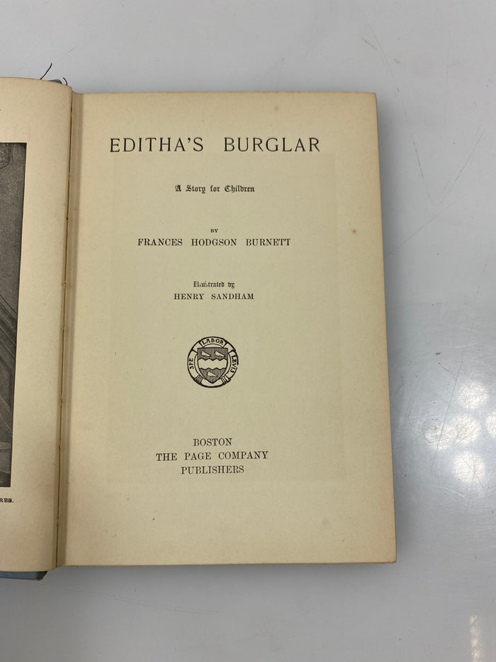 Editha's Burglar by Burnett The Page Company 1888 HC