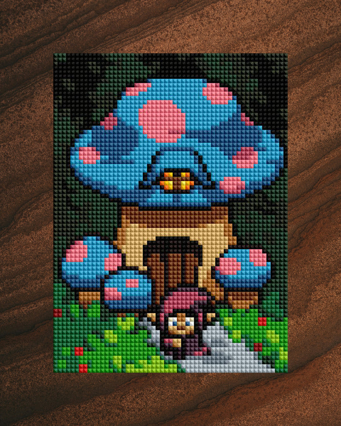 Diamond Painting Enchanted Mushroom Houses - MEGA Dazzles™ 8" x 10" (20.3cm x 25.4cm) / Square With 28 Colors Including 2 ABs and 1 Iridescent Diamond and 25 Fairy Dust Diamonds / 16,500