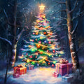 Diamond Painting Enchanted Noel 22" x 22" (55.8cm x 55.8cm) / Square with 57 Colors including 1 AB and 1 Iridescent Diamond and 4 Fairy Dust Diamonds / 50,176