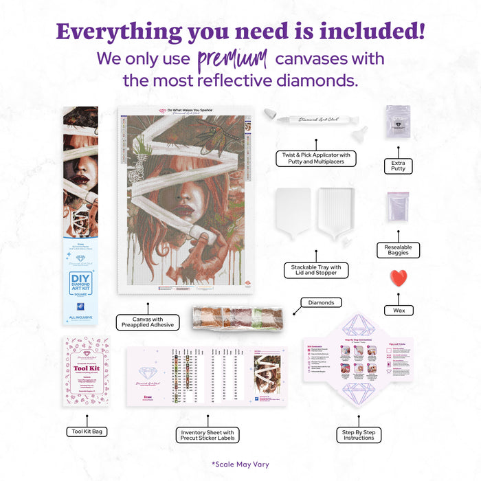 Diamond Painting Erase 20.9″ x 29.9″ (53cm x 76cm) / Square with 30 Colors / 62,196
