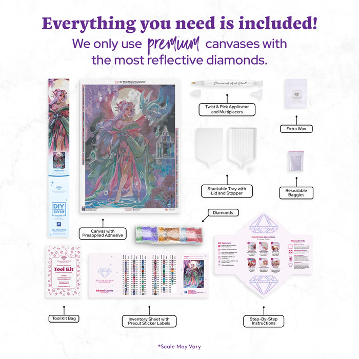 Diamond Painting Ethereal Garden 27.6" x 37.8" (69.9cm x 95.8cm) / Square with 96 Colors including 3 AB and 3 Iridescent Diamonds and 5 Fairy Dust Diamonds / 108,185