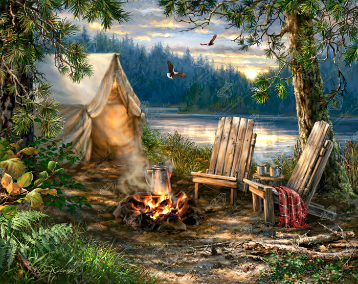 Diamond Painting Evening at the Lake 34.7" x 27.6" (87.9cm x 69.9cm) / Square with 60 Colors including 4 ABs and 3 Fairy Dust Diamonds / 99,193