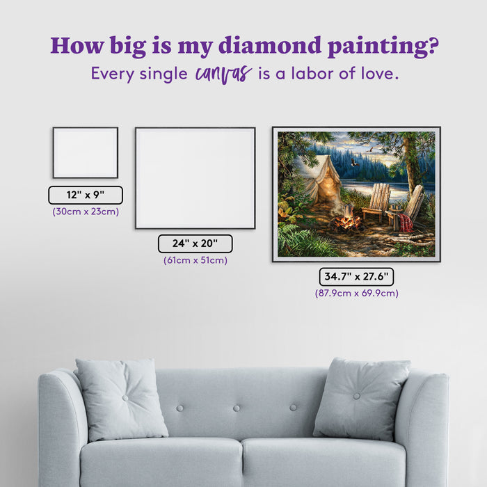 Diamond Painting Evening at the Lake 34.7" x 27.6" (87.9cm x 69.9cm) / Square with 60 Colors including 4 ABs and 3 Fairy Dust Diamonds / 99,193