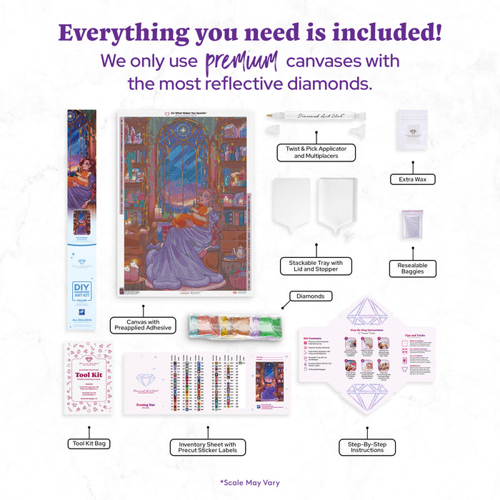 Diamond Painting Evening Star 27.6" x 39" (69.9cm x 98.8cm) / Square with 85 Colors including 3 ABs and 4 Fairy Dust Diamonds / 111,557