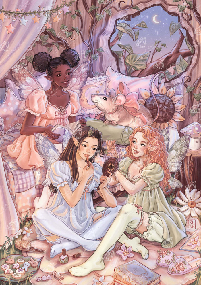 Diamond Painting Fairy Sleepover 27.6" x 39" (69.9cm x 98.8cm) / Square with 98 Colors including 3 ABs and 4 Fairy Dust Diamonds / 111,557