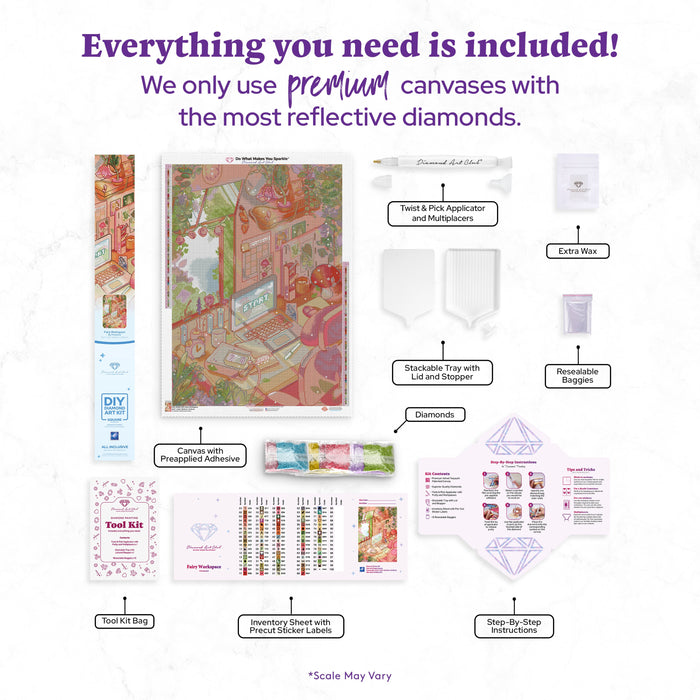 Diamond Painting Fairy Workspace 25.6" x 36.2" (65cm x 91.8cm) / Square with 84 Colors including 4 ABs and 4 Fairy Dust Diamonds / 96,309