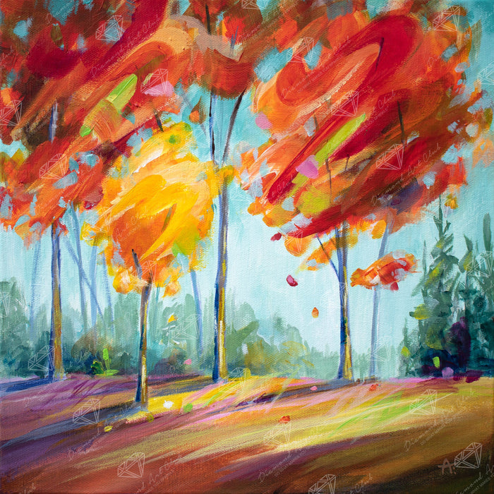 Diamond Painting Fall Fling 9" x 9" (22.8cm x 22.8cm) / Round with 53 Colors including 2 ABs and 3 Fairy Dust Diamonds / 6,889