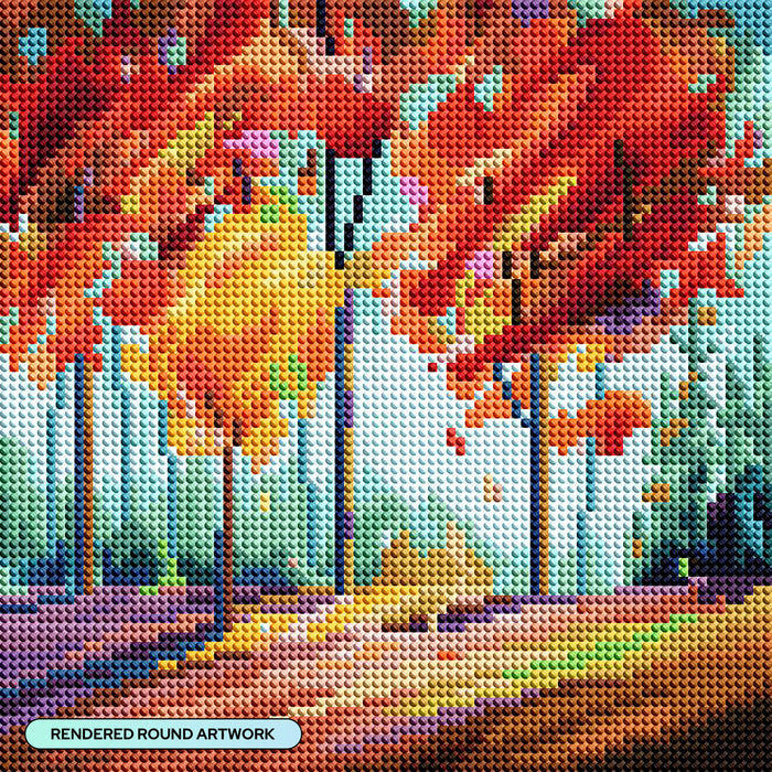Diamond Painting Fall Fling 9" x 9" (22.8cm x 22.8cm) / Round with 53 Colors including 2 ABs and 3 Fairy Dust Diamonds / 6,889
