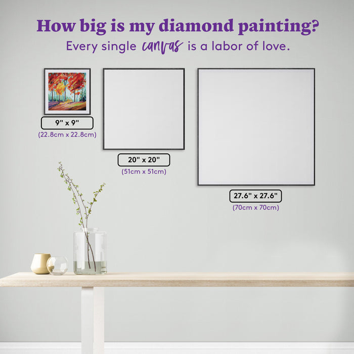 Diamond Painting Fall Fling 9" x 9" (22.8cm x 22.8cm) / Round with 53 Colors including 2 ABs and 3 Fairy Dust Diamonds / 6,889
