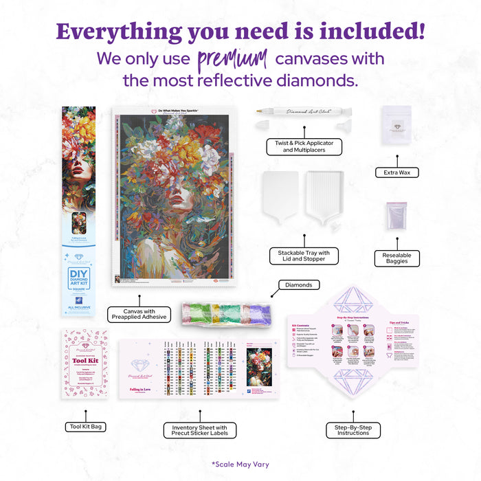 Diamond Painting Falling in Love 22" x 33" (55.8cm x 83.6cm) / Square with 99 Colors including 4 ABs and 2 Fairy Dust Diamonds / 75,264