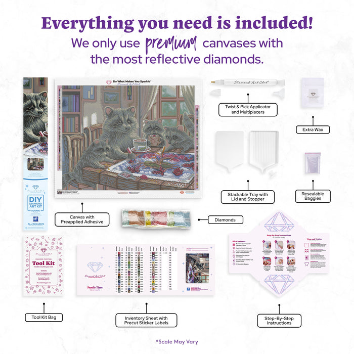 Diamond Painting Family Time 28" x 22" (70.7cm x 55.8cm) / Square with 69 Colors including 3 ABs and 5 Fairy Dust Diamonds / 63,616