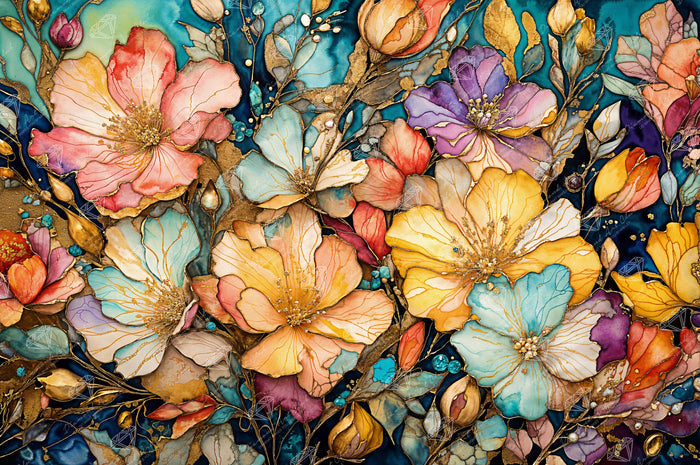 Diamond Painting Fancy Flower Garden 38.6" x 25.6" (97.8cm x 65cm) / Square with 98 Colors including 3 ABs and 3 Fairy Dust Diamonds / 102,573