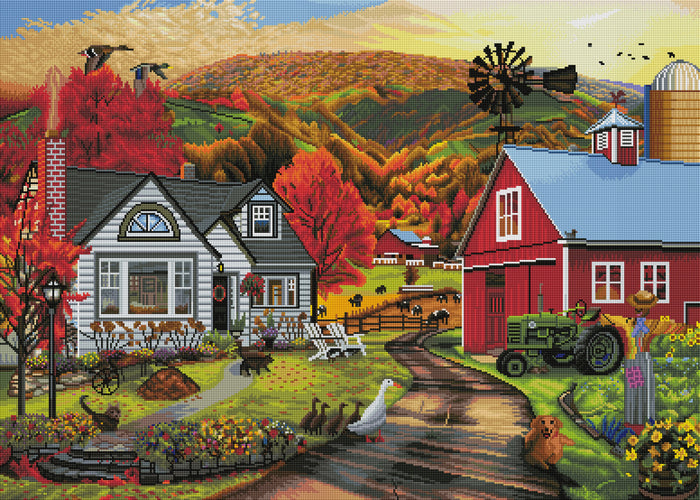 Diamond Painting Farm Country 38.6" x 27.6″ (98cm x 70cm) / Square with 56 Colors including 3 ABs / 107,480
