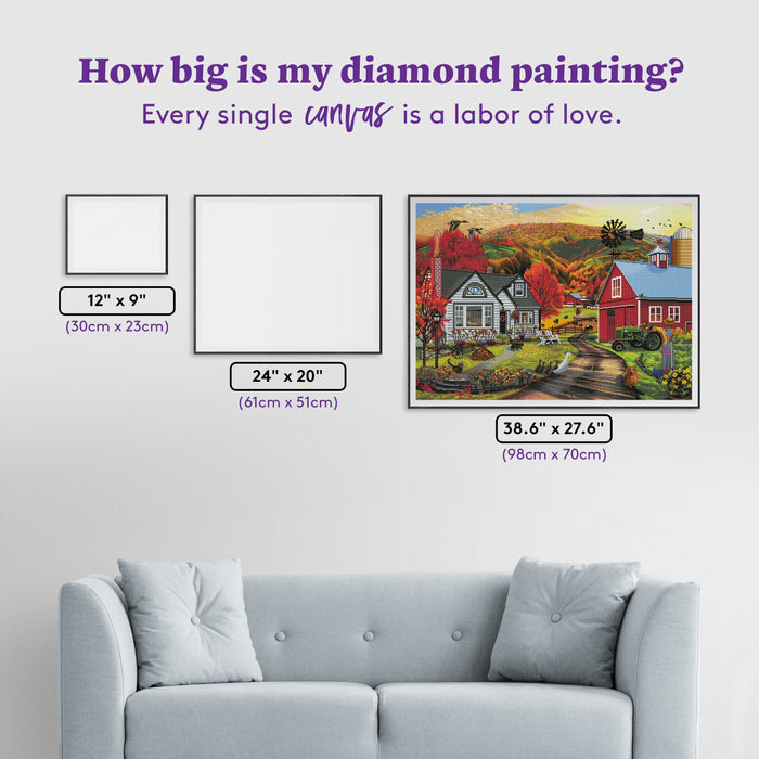 Diamond Painting Farm Country 38.6" x 27.6″ (98cm x 70cm) / Square with 56 Colors including 3 ABs / 107,480