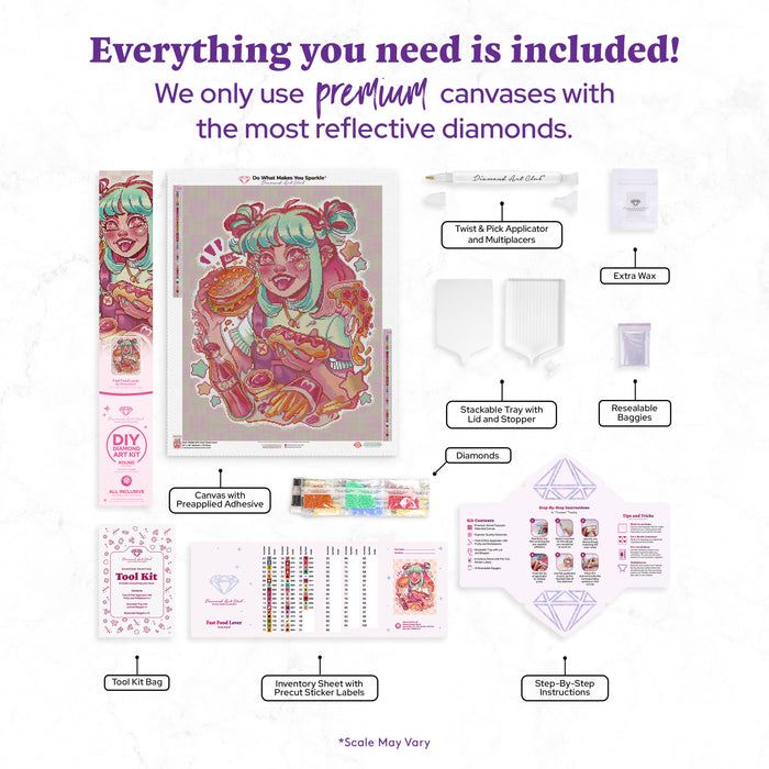 Diamond Painting Fast Food Lover 22" x 28" (55.6cm x 70.7cm) / Round With 46 Colors Including 2 ABs and 5 Fairy Dust Diamonds / 51,914