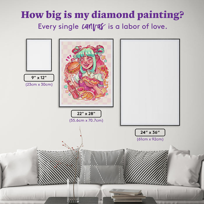 Diamond Painting Fast Food Lover 22" x 28" (55.6cm x 70.7cm) / Round With 46 Colors Including 2 ABs and 5 Fairy Dust Diamonds / 51,914
