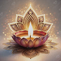 Diamond Painting Festive Glow: Diwali Candlelight 20" x 20" (50.6cm x 50.6cm) / Round With 54 Colors Including 1 AB and 3 Fairy Dust Diamonds / 33,856