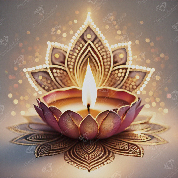 Diamond Painting Festive Glow: Diwali Candlelight 20" x 20" (50.6cm x 50.6cm) / Round With 54 Colors Including 1 AB and 3 Fairy Dust Diamonds / 33,856