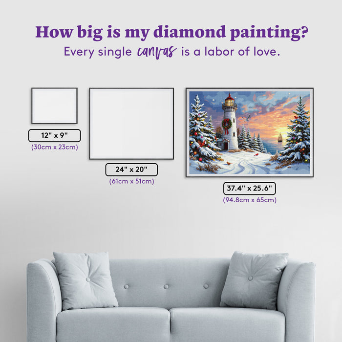 Diamond Painting Festive Lighthouse 37.4" x 25.6" (94.8cm x 65cm) / Square with 60 Colors including 3 ABs and 5 Fairy Dust Diamonds / 99,441